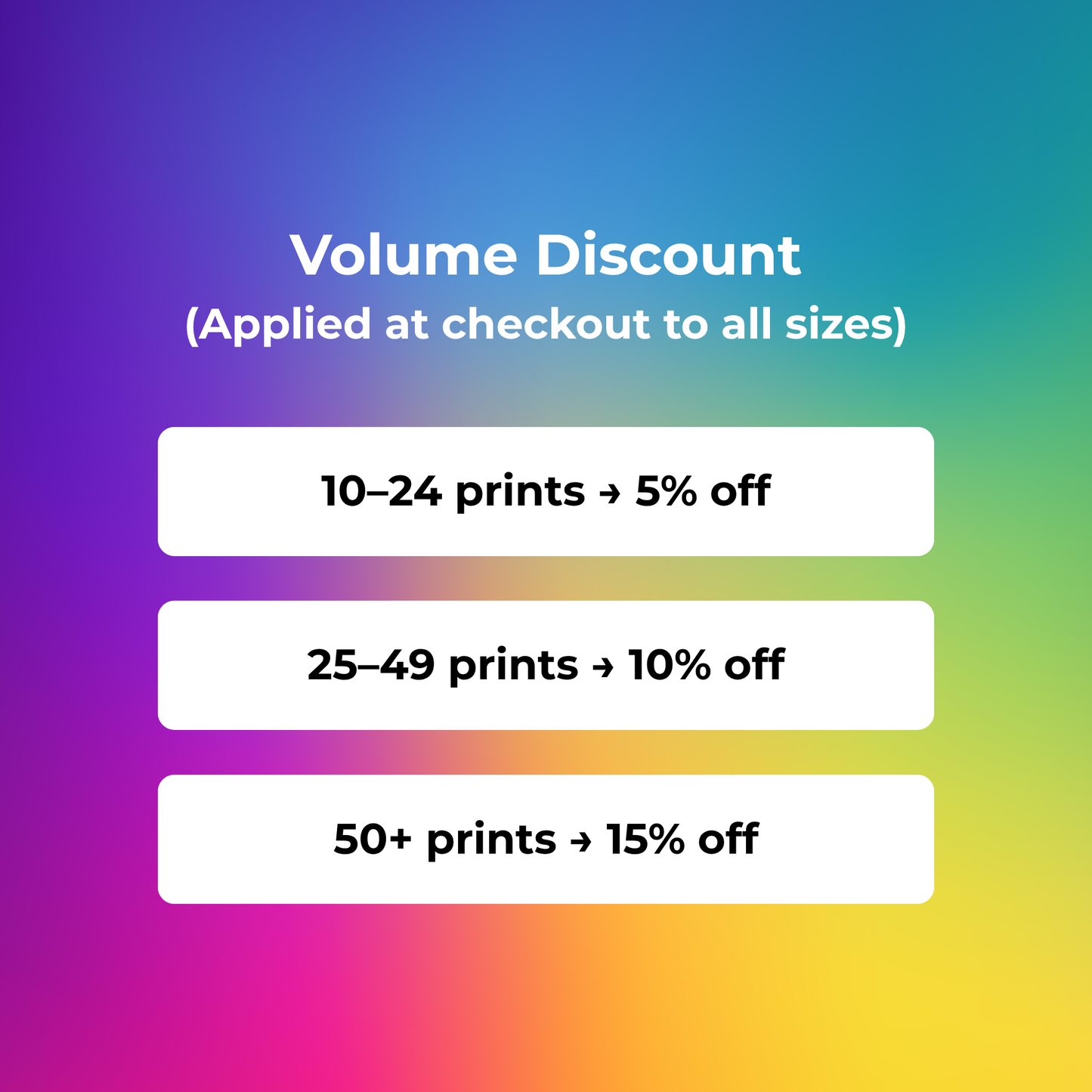 Volume discount information on a gradient background