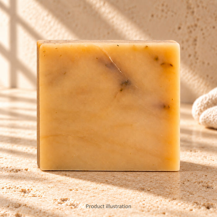 High Ground soap — product illustration in an AI-styled limestone setting. Not a genuine product photograph.